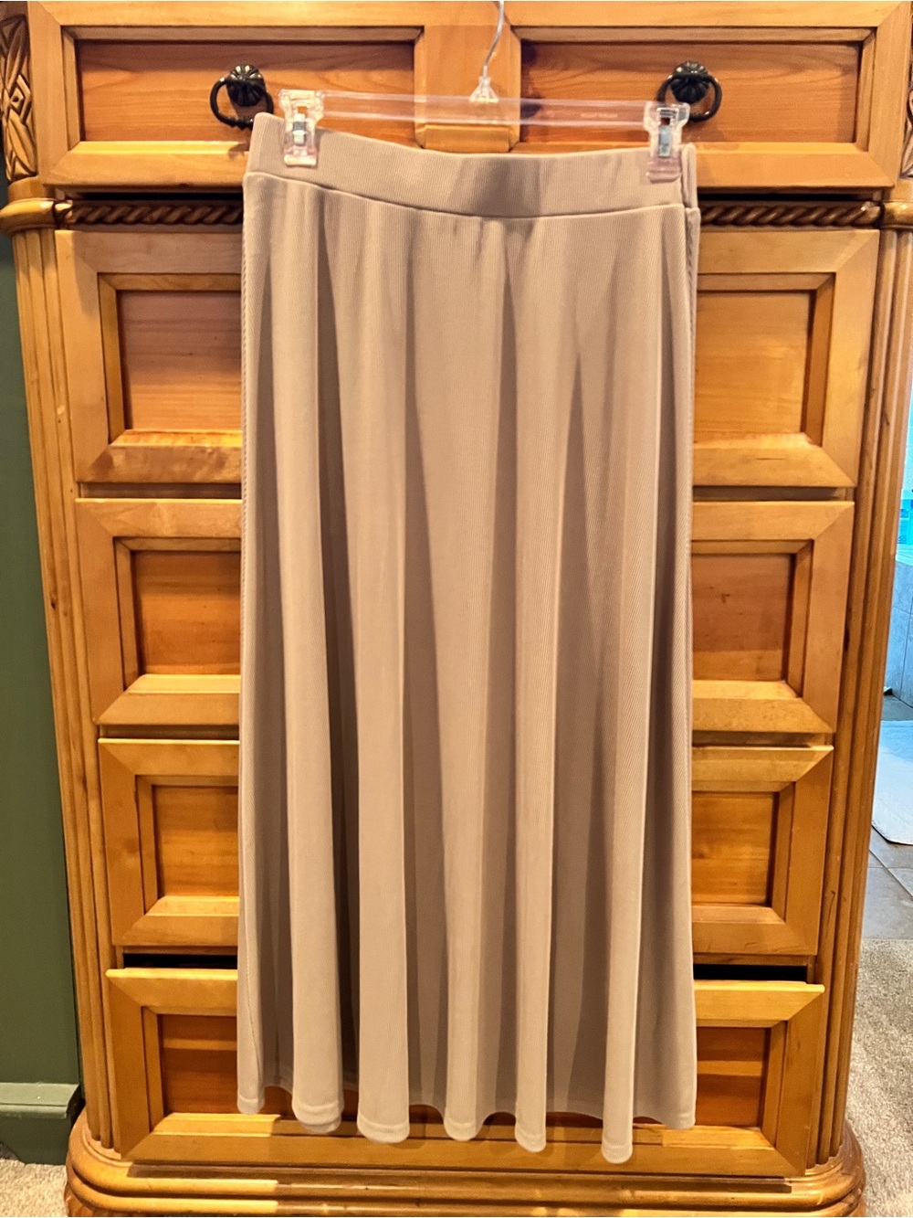 BTFBM Maxi Khaki Taupe Skirt Flowing Maxi Skirt Sz Large